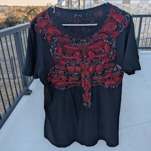 Marcelo Burlon Black T-Shirt Red Beading BNWT
